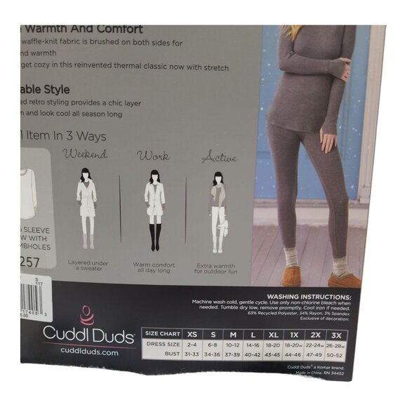 Cuddl Duds Cozy Stretch Thermal Long Sleeve Crew Small Thumbholes Womens Top - Picture 9 of 10